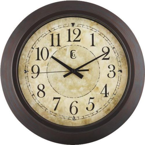 Antique Finish Round Wall Clock-14&#034; RND ANTQ WALL CLOCK