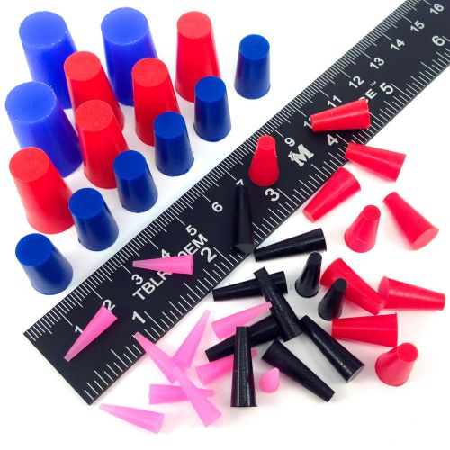 44Pc High Temp Solid Silicone Rubber Tapered Stopper Plug Kit Powder Coat Paint