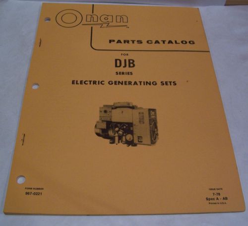 Onan Parts Catalog for DJB Series Electric Generating Sets-Booklet