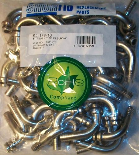 Qty 50 new shurflo 3/8&#034; stainless steel hose barb elbow syrup/co2 bag-in-box for sale