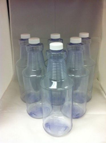 Empty 1 Quart Bottles With  Caps!  Lot of  12 - Carafe Style Clear PVC Brand New