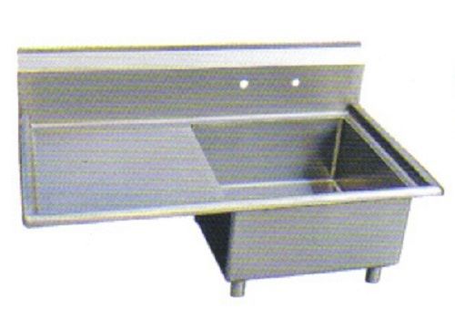 Stainless Steel 44.5&#034; X 30&#034; 1 Single One Compartment Sink w Left Drainboard NSF