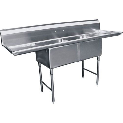 2 compartment stainless steel sink 24&#034;x24&#034; 2 drainboard for sale