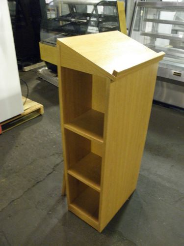 New eb 100 hostess stand podium greeting station oak finish with menu holder for sale