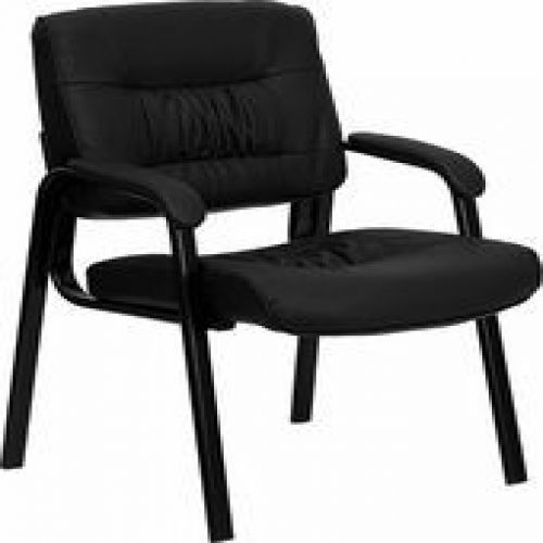 Flash Furniture BT-1404-GG Black Leather Guest / Reception Chair with Black Fram