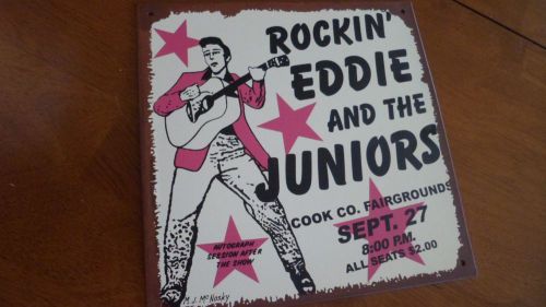 Rockin&#039; Eddie And The Juniors Tin Metal Sign Wall Art Decoration