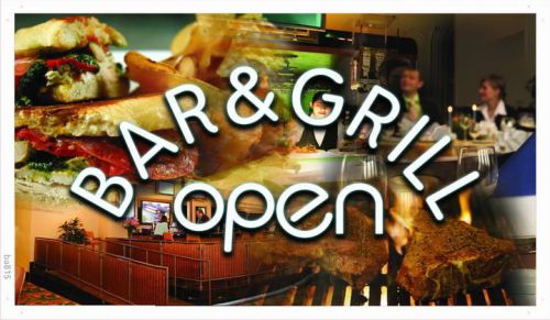 Ba815 bar &amp; grill open banner shop sign for sale