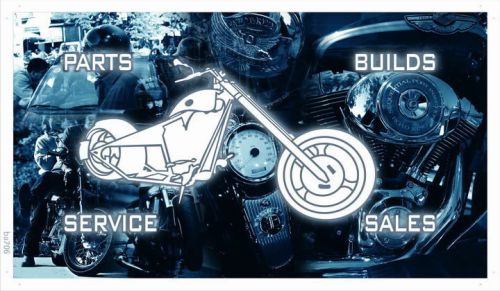 ba706 Motorcycle Services Parts Builds Banner Shop Sign