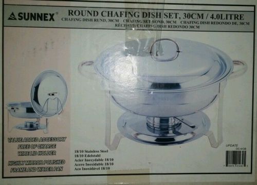 Chafing dish set 4 liter 30cm round Stainless Steel. Wire lid holder included