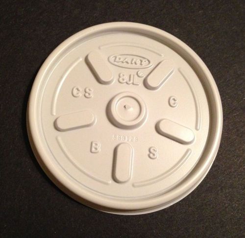 Sale! - 1000ct. White Dart Drink Cup Plastic Lids 8JL - 8 Oz