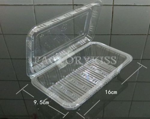 100 x Disposable Clear Plastic Take Out Clamshell Container Sushi Cookie FKS