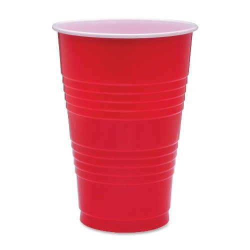 Genuine joe plastic party cup - 16 oz - 50/pack - plastic - red (gjo11251) for sale