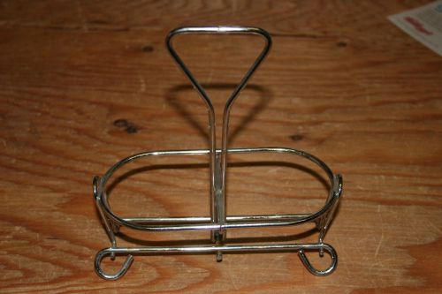 Restaurant Metal Condiment / Syrup / Bottle / Sauce Holder 2 rigns Crome Plated