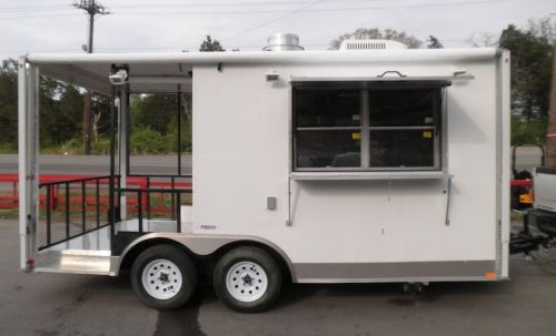 Concession trailer 8.5&#039;x17&#039; white - bbq smoker food vending for sale