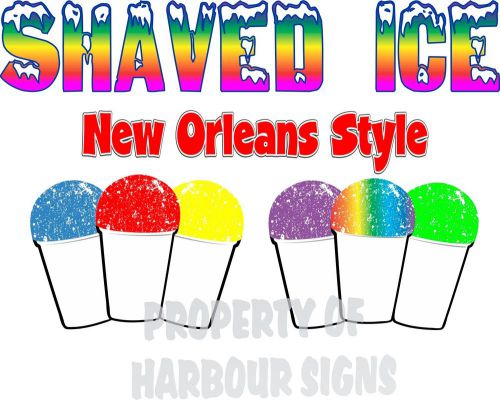 New Orleans Style Shaved Ice Decal 24&#034; Snow Concession Trailer Food Truck Cart