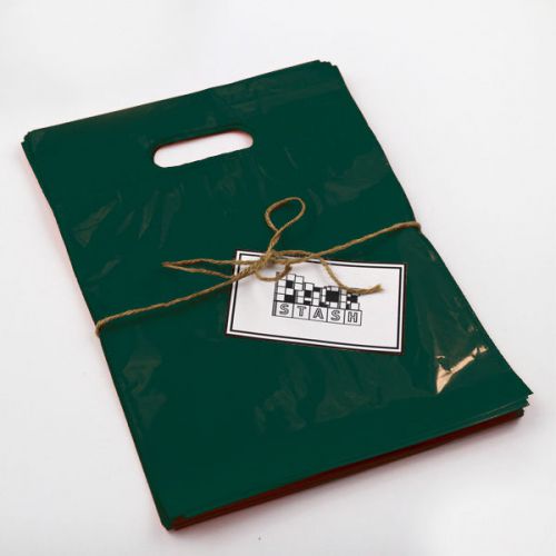 500 16x18 forest green plastic retail die-cut handle merchandise bag - boutique for sale