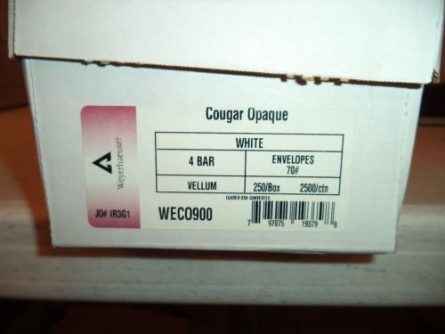 250 WEYERHAEUSER COUGAR OPAQUE 4 BAR WHITE ENVELOPES #70 VELLUM WECO900