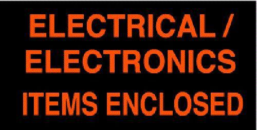 3x5 inch &#034;electrical / electronics items enclosed&#034; labels/stickers 500/rl for sale