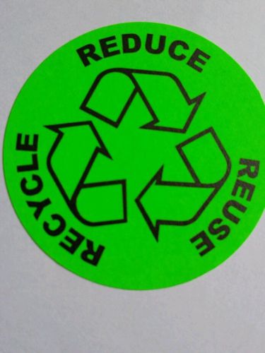 Recycle Reduce Reuse Green Recycle (20 labels) 1.5&#034; circle  pressure sensitive
