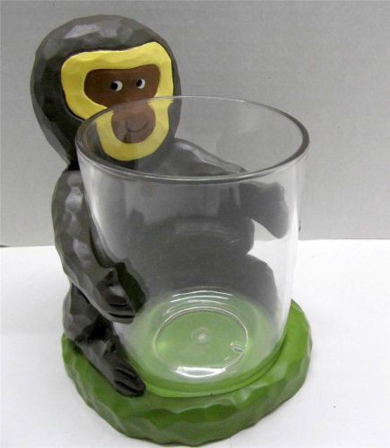 Kids Novelty Bath Set JUNGLE ANIMALS Monkeys Gorilla Clear Tumbler 2 piece