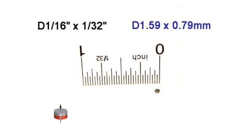100pcs of N52 Neodymium Disc Magnets 1/16&#034;dia x 1/32&#034; thick