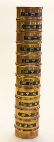 Vintage brass geology sieves - us standard sieve set of 11 for sale