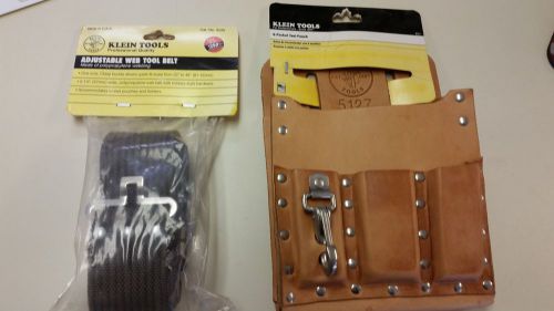 Klein 5127 leather tool pouch w/ klein 5225 tool belt for sale