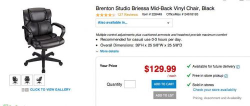 Realspace® Briessa Mid-Back Vinyl Chair, Black