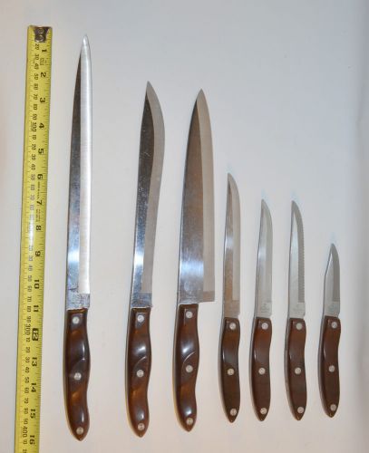 Vintage Chef Knives, knifes, Variety sizes, Olympia, Stainless Steel Lot of 7