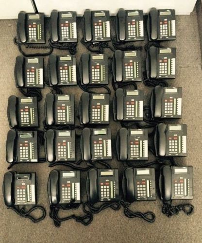 Lot of 25 Nortel T7208 Business Office Telephone Black w Handsets Bases