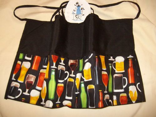 Black server waiter waitress waist apron beer name embroidered free for sale