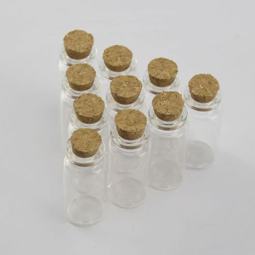 10pcs Empty Clear Cork Glass wishing collection Lab Multi-Purpose 10ml Bottles