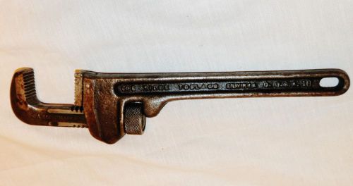 Vintage ridgid 10&#034; inch pipe wrench adjustable heavy duty steel tool works nice for sale