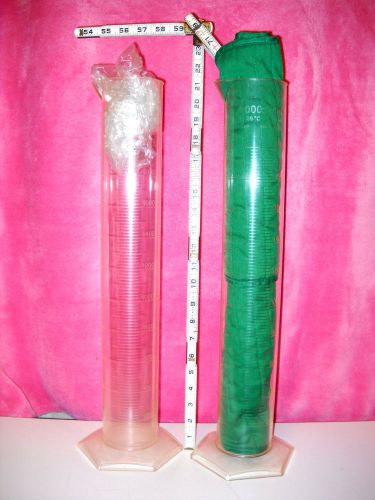 Graduated cylinders (2) clear plastic 2-liter pmp-7 2000:20ml le-gcp2l for sale