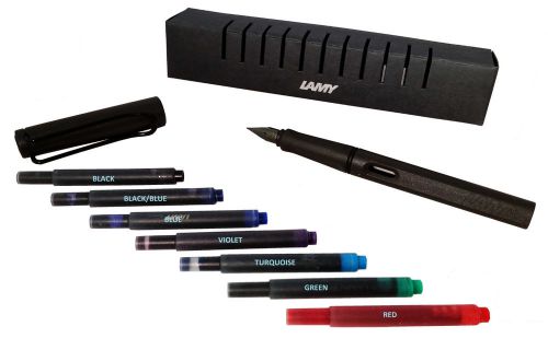 Lamy Fine Charcoal (L17F) Fountain Pen Advanced Set - Multiple Color Cartridges