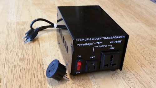 Powerbright step up &amp; step down transformer 750 watt with adapter plug for sale