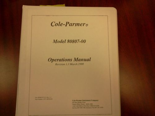 Cole-Parmer Model 80807-00 Operations Manual, Revision 1.3 March 1998
