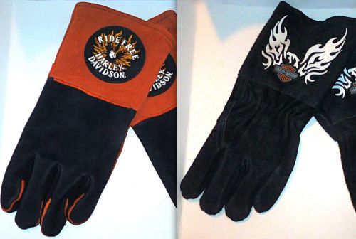 Harley davidson ride free leather / kevlar flaming eagle welding gloves sz l new for sale