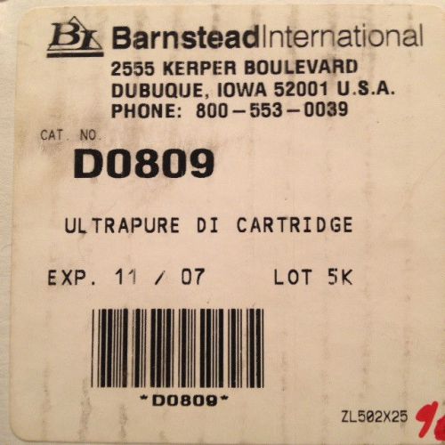 Barnstead International D0809 Ultrapure DI Cartridge.  1 pc.