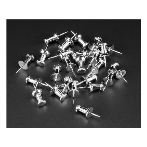 25pc Nickel Plated Push Pins - Thumb Tacks - 7/8&#034; Total Length