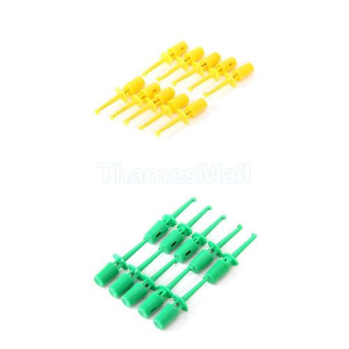 20pcs 4.2cm Green+ Yellow Mini Grabber Test Probe Hook Grip for Component SMD IC