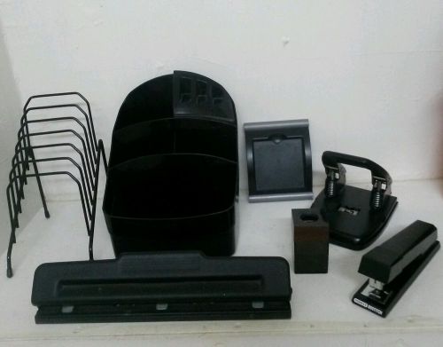 Desk accessories lot organizer hole puncher stapler sorter book ends pad holder