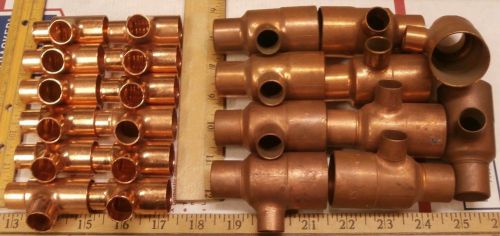 22 copper c x c reducer tees in two sizes,  new-old-stock for sale