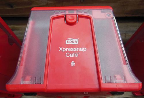 TORK XPRESSNAP Tabletop Cafe NAPKIN Dispenser Clear RED Lot of 4