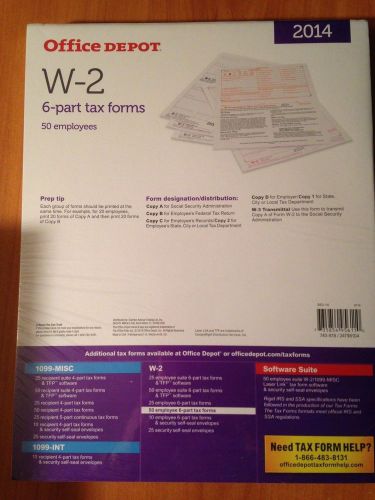 Office Depot® Brand 6-Part W-2 Laser Tax Forms, 2014, Pack of 50