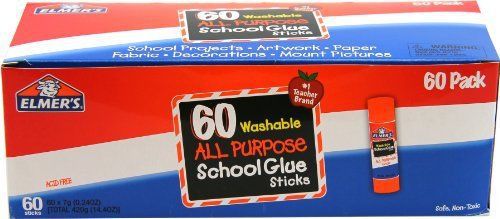 Elmer&#039;s Washable All-Purpose School Glue Sticks, 0.24 Ounce Each, 60-Pack (E501)
