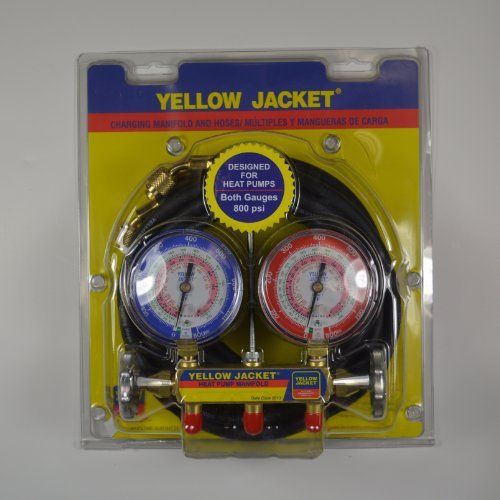 Yellow Jacket 42044 Heat Pump Manifold with 60&#034; PLUS II Black Hoses (R-22  R-410