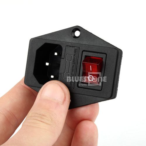 1 x  AC 250V 10A 3 Terminal Outlet Power Socket  with Fuse Holder Black Red