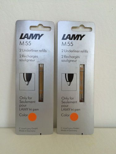 2 LAMY M55 ORANGE Ball Point Pen Refill Cartridges - New
