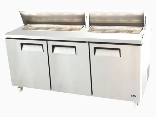ATOSA STAINLESS 72&#034; (3) DOOR MEGA TOP SALAD PREP TABLE MSF8308, FREE SHIPPING